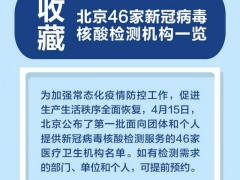 北京公布：46家醫(yī)療衛(wèi)生機(jī)構(gòu)可提供新冠病毒核酸檢測(cè)服務(wù)