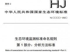 生態(tài)環(huán)境部：生態(tài)環(huán)境監(jiān)測(cè)標(biāo)準(zhǔn)命名規(guī)則 第1部分：分析方法標(biāo)準(zhǔn)(征求意見(jiàn)稿 )