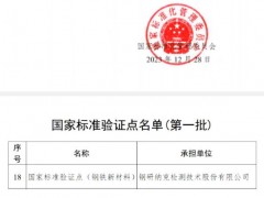 國家標(biāo)委會批準(zhǔn)鋼研納克檢測設(shè)立鋼鐵新材料領(lǐng)域標(biāo)準(zhǔn)驗(yàn)證點(diǎn)